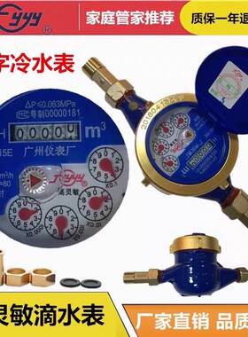 广州凤凰仪表高灵敏防滴水表普表高精密数字水表家用水表4分DN15