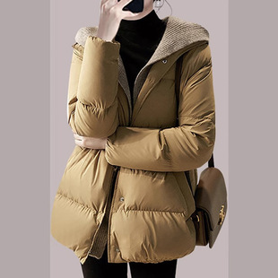 可拆连帽鹅绒服95白鹅绒女装短款平湖高端羽绒服外套女款厚款冬季