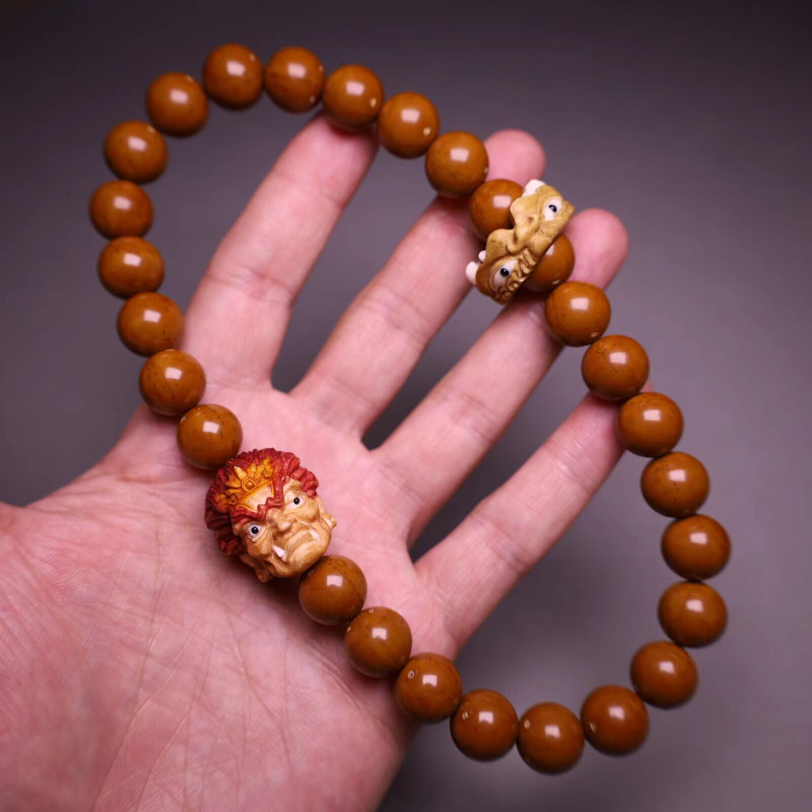 紫金鼠手持鹿角不动明王跑环雕刻12mm紫金鼠28颗