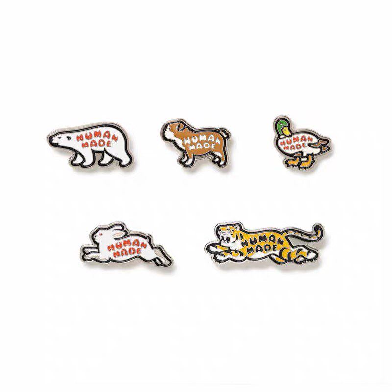 26SS NIGO金属北极熊老虎鸭子萌犬爱心徽章胸针潮流饰品
