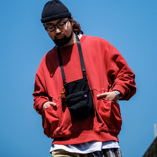 小紫新款 Crewneck Sweatshirt 重水洗口袋拼接圆领卫衣 11oz