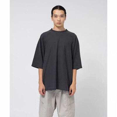 成衣染色小紫GARMENT DYED FIELD珠地棉宽松男女短袖T恤N25SH058