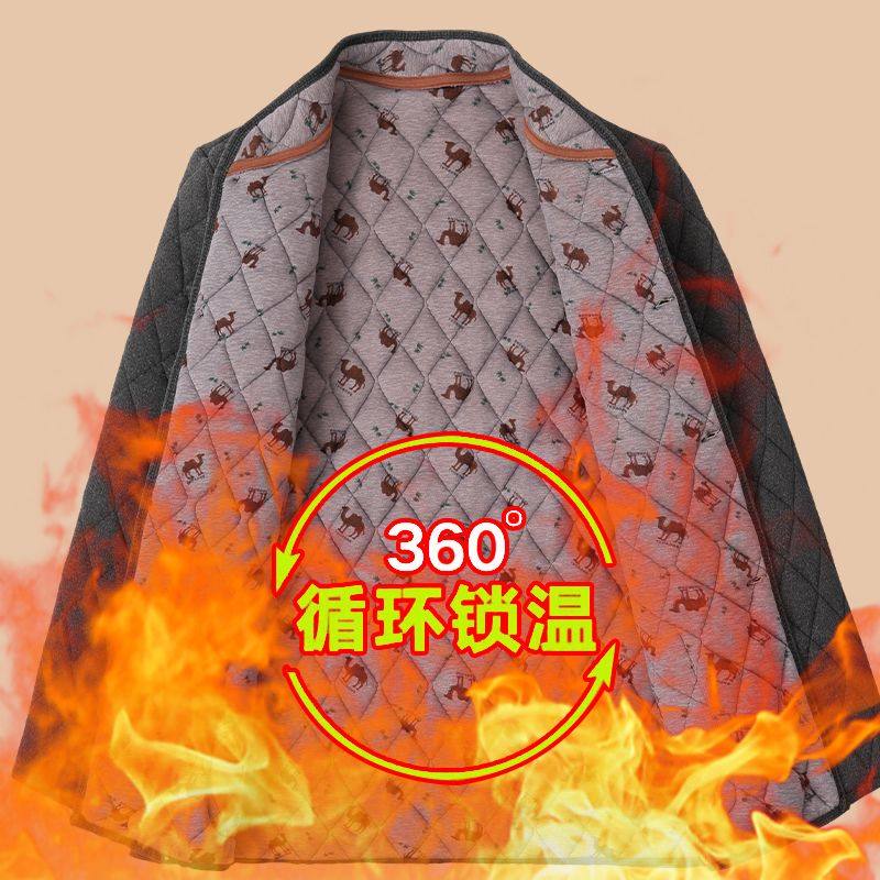 中老年棉袄男款冬季爸爸加绒加厚棉衣棉裤保暖套装中老年棉服外套