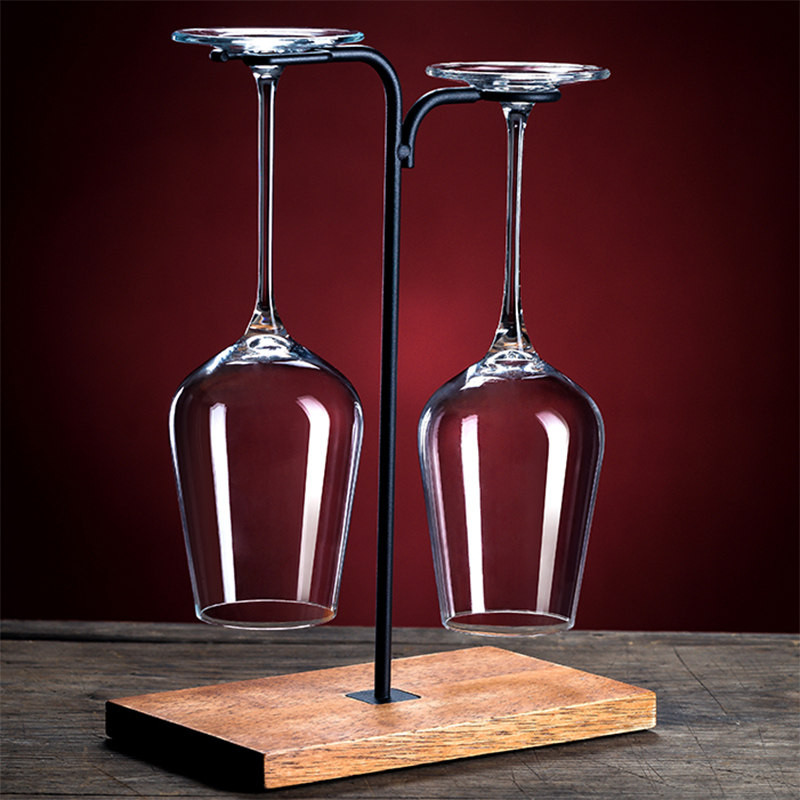 水晶玻璃红酒杯家用创意高脚杯架橡木铁艺架葡萄酒杯欧式大号2个,餐饮具,葡萄酒/红酒杯,淘宝优惠券,粉丝福利购,淘宝优惠卷