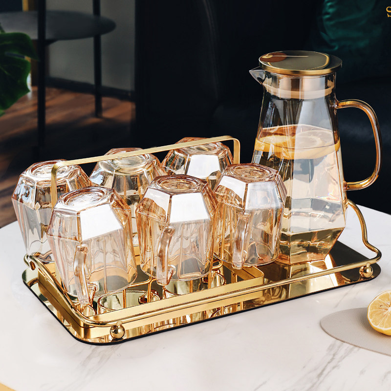 轻奢水具套装家用客厅高级感玻璃喝水杯子家庭茶杯水壶待客用杯具,餐饮具,水具套装,淘宝优惠券,粉丝福利购,淘宝优惠卷