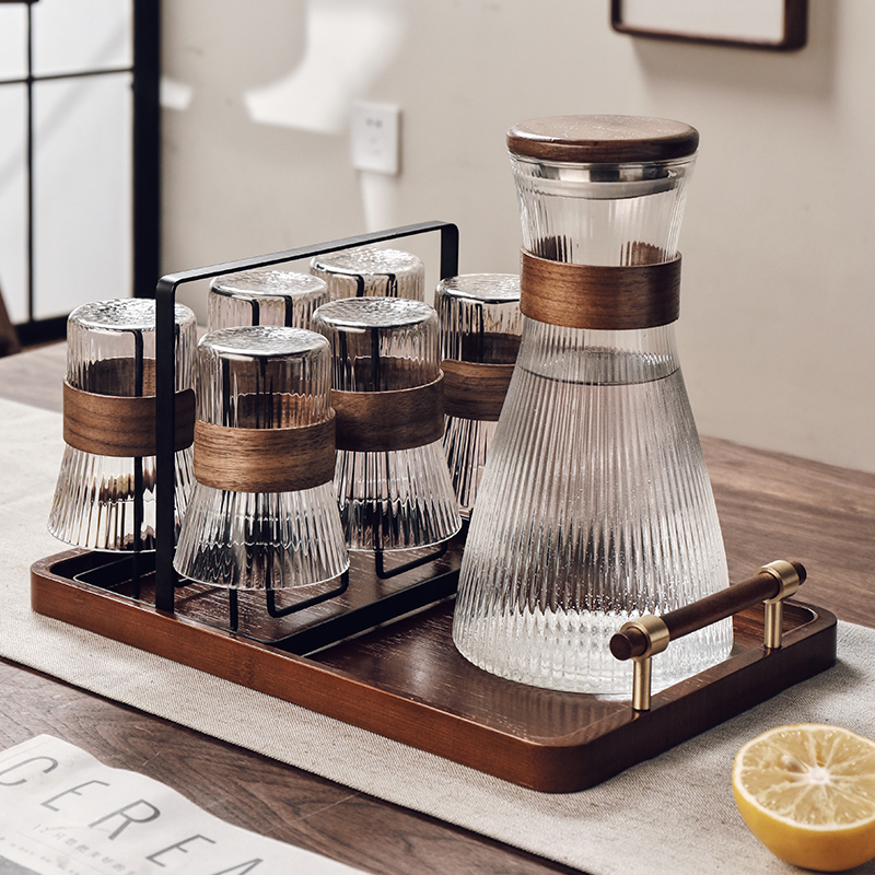 中式玻璃杯子家用耐高温喝水杯水壶套装客厅家庭待客防烫泡茶杯具