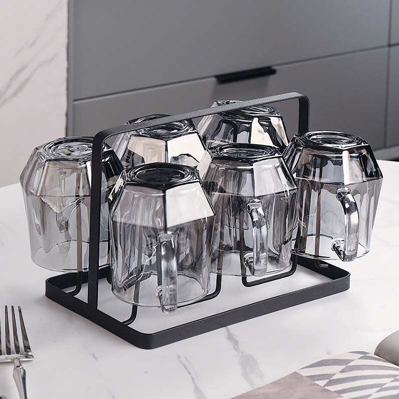 ins风客厅玻璃杯水杯套装家用茶杯带把耐高温家庭喝水杯子待客用,餐饮具,玻璃杯,淘宝优惠券,粉丝福利购,淘宝优惠卷