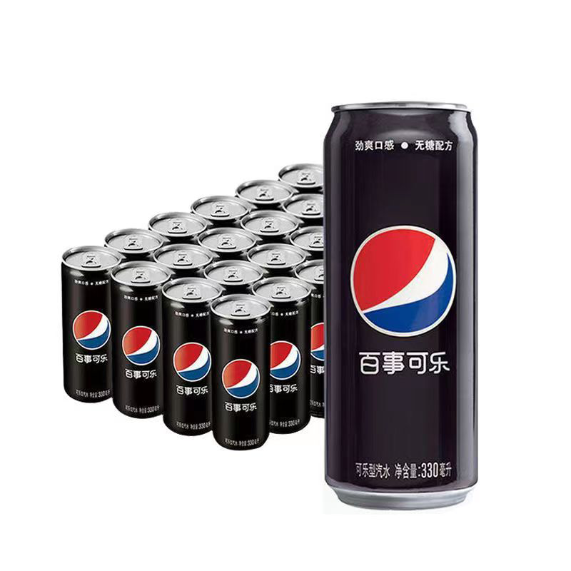 百事可乐pepsi黑罐无糖汽水碳酸饮料330ml*24听整箱江浙沪皖包邮