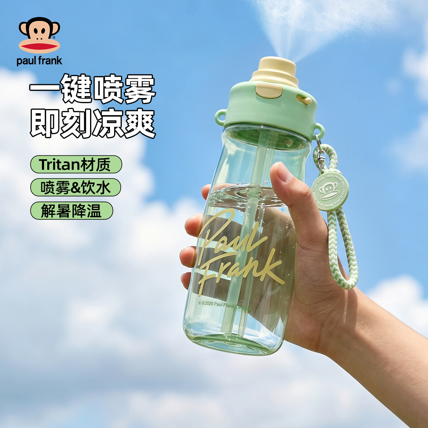 大嘴猴Tritan喷雾夏季学生双饮杯