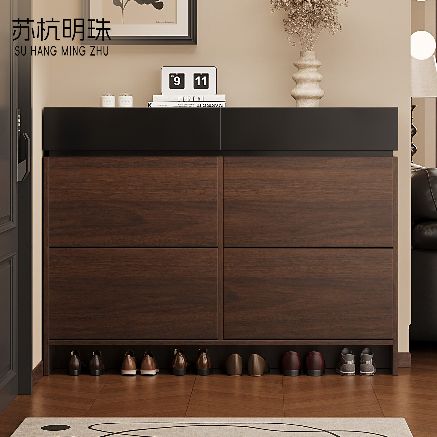 中古风实木大容量可定制入户鞋柜