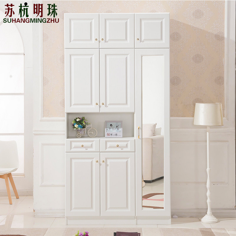 定制整体储物欧式家用鞋柜衣帽进门口玄关带镜子入户2025新款时尚