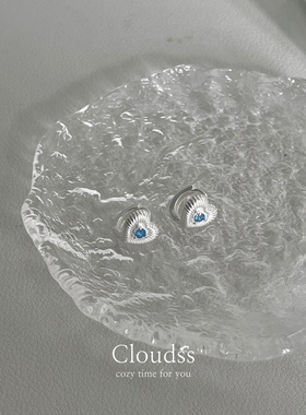 Cloudss「海洋之心」ins风通体s925银小耳垂爱心耳扣