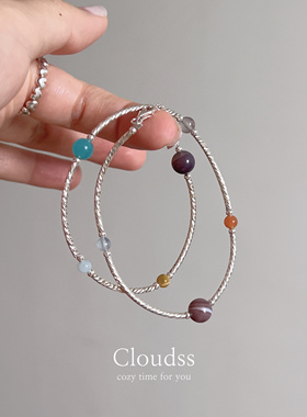 Cloudss 「银河小宇宙」原创设计天然石s925纯银双层手链浪漫礼物