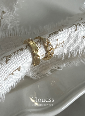 「金色麦穗」金色菱格s925纯银复古感气质耳圈