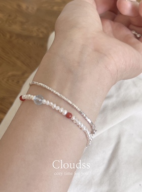 Cloudss「兰卡小火车」淡水珍珠天然托帕石气质夏天显白小众手链