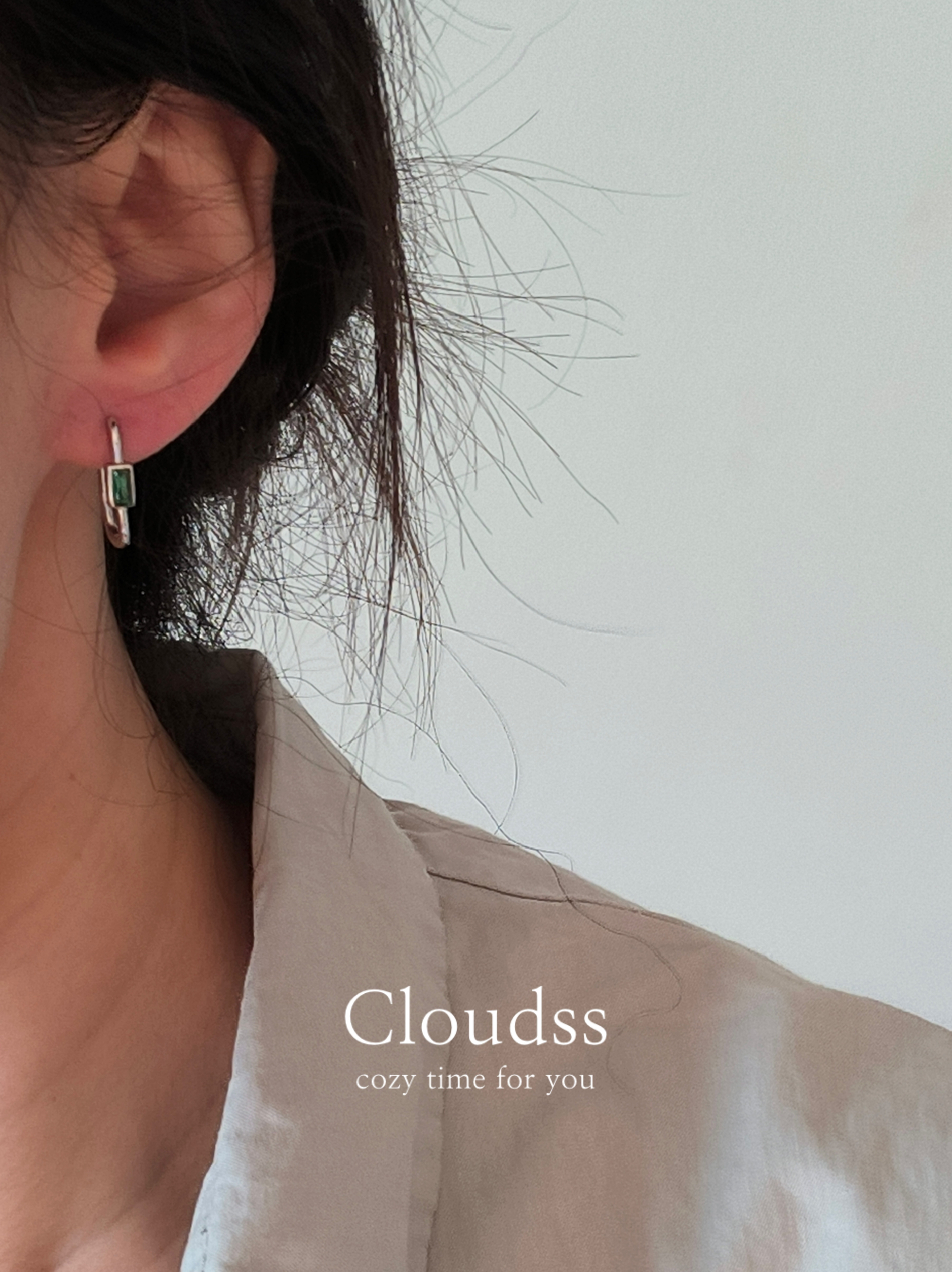 Cloudss「绿野仙踪」简约气质s295纯银锆石镶嵌耳环