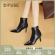 DFuse迪芙斯尖头高跟时装 靴女胎牛皮瘦瘦靴短靴DF24116337