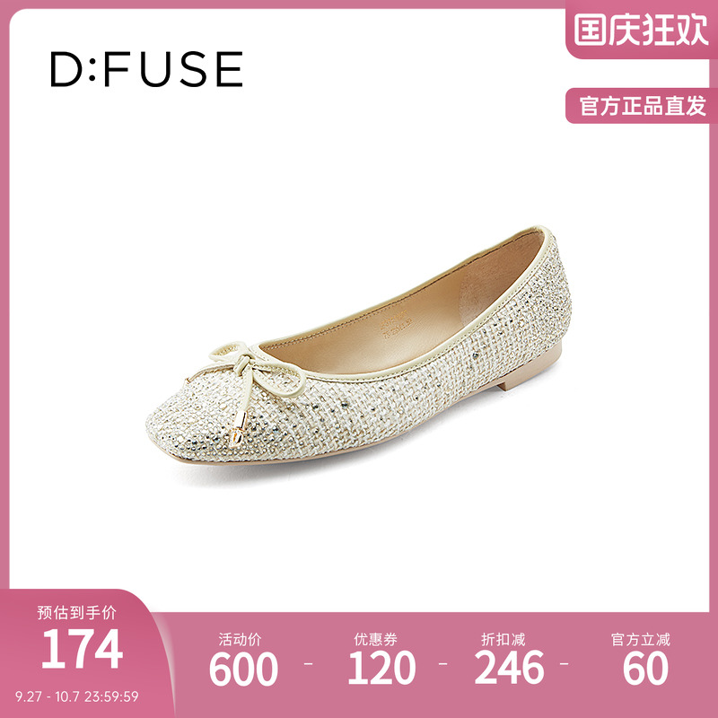 D：Fuse/迪芙斯蝴蝶结平底单鞋