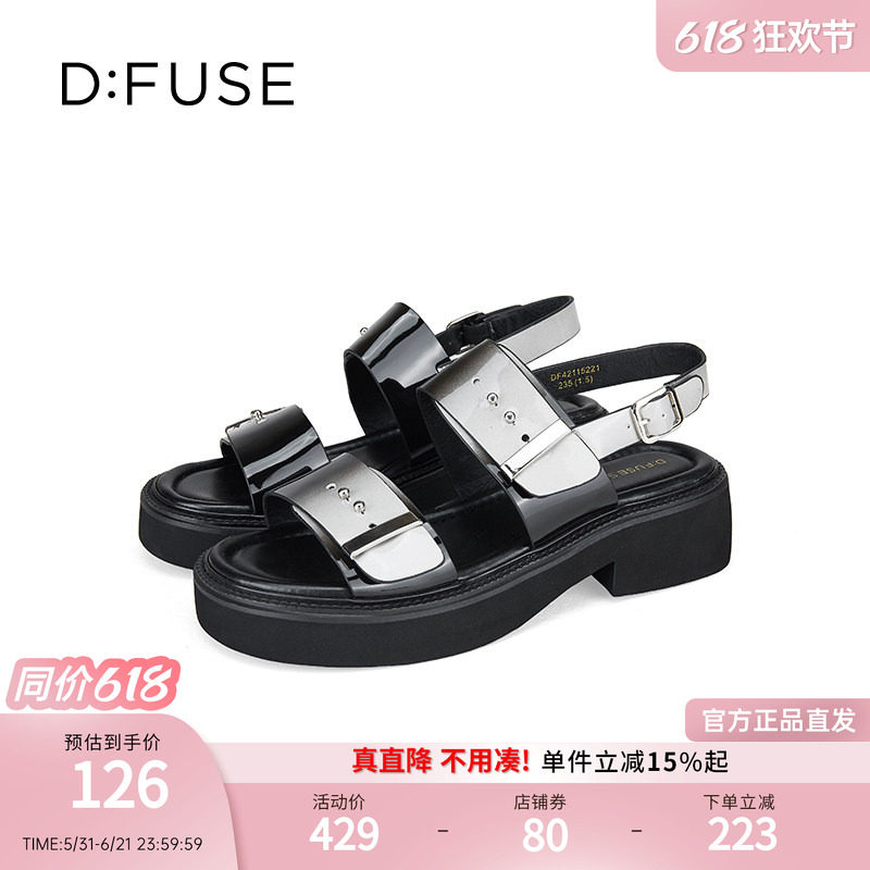Dfuse迪芙斯夏新款前卫感机能风灰超轻凉鞋