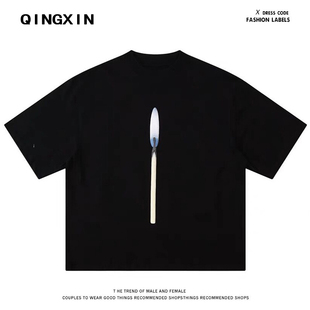 男女 蜡烛宽松百搭欧美潮牌短袖 Kanye donda2侃爷小众T恤同款