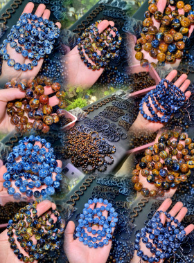 彼得石手链猫眼手串男女深蓝色猫眼暴风雨宝石地球纹凤凰纹手链