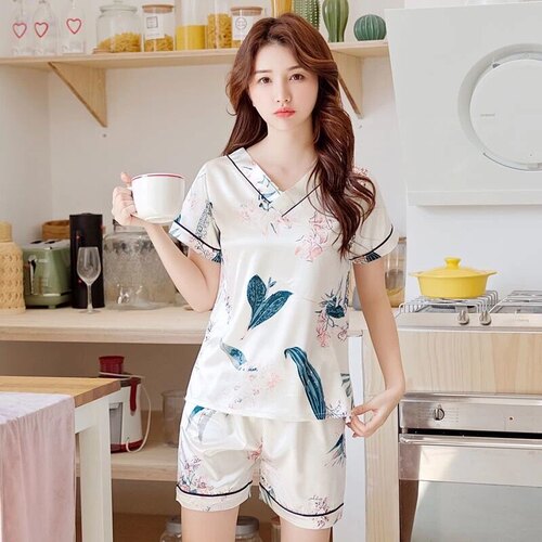夏季仿真丝绸睡衣家具服