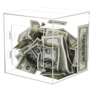 透明亚克力存钱罐只进不出带锁可取出大容量储蓄罐捐款箱网红钱箱