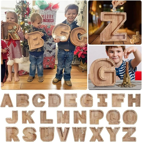 Деревянная мультяшная копилка для школьников, популярно в интернете, английские буквы, копилка для денег