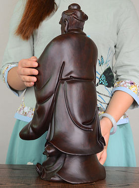 黑檀木雕孔子摆件雕像实木万世师表孔圣人红木工艺品教育办公饰品