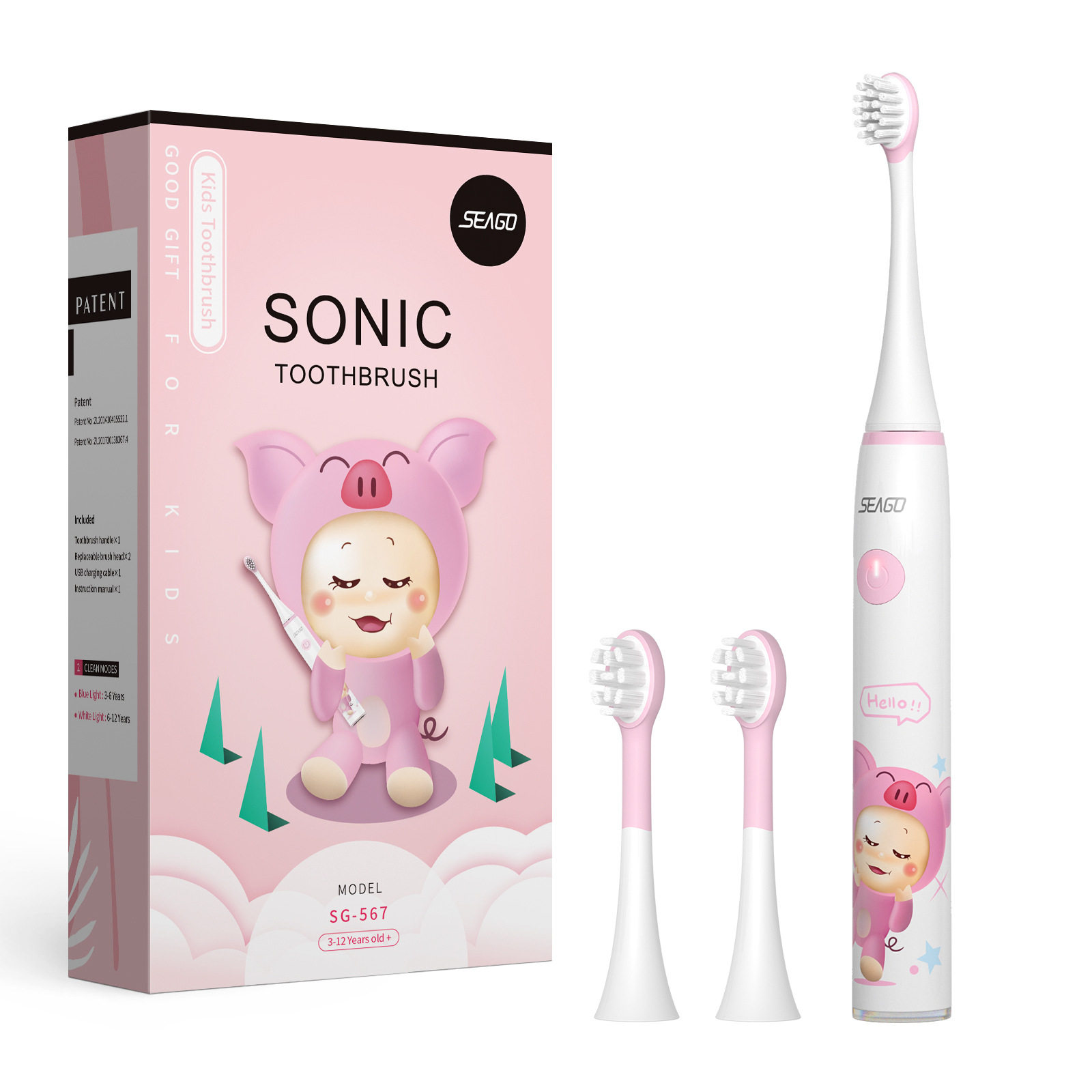 seago赛嘉 源头厂家跨境儿童电动牙刷声波智能自动定时牙刷