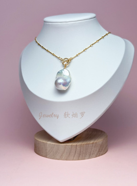 巴洛克珍珠吊坠黄金项链OT扣