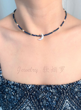 极光巴洛克珍珠锁骨链女梵高月夜