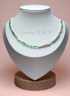 天然淡水极光银条巴洛克项链