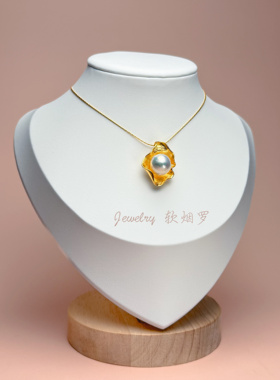 天然淡水糖纸圆巴洛克荷叶吊坠i