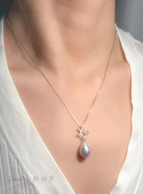 天然淡水水滴巴洛克珍珠吊坠项链