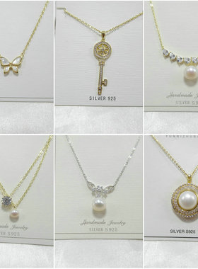 刀马旦爱心星星花朵微镶纯银项链