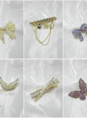 大厂尾货可爱镶钻蝴蝶花朵边夹鸭嘴夹彩钻刘海日韩少女发卡473004