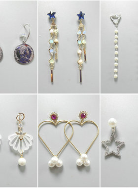 三件包邮925银针夸张锆石镀真金长款耳环流苏心形耳钉耳饰品38005