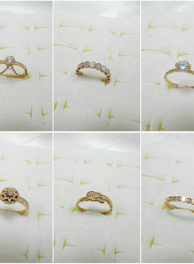 尾货钛钢镀玫瑰金色简约戒指小巧贝壳爱心蜂巢水滴锆石指环476003