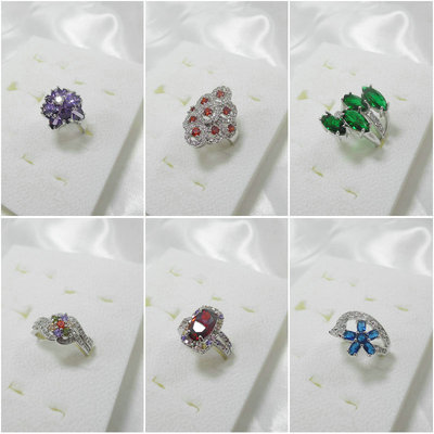 锆石戒指彩色镀真金几何夸张女士