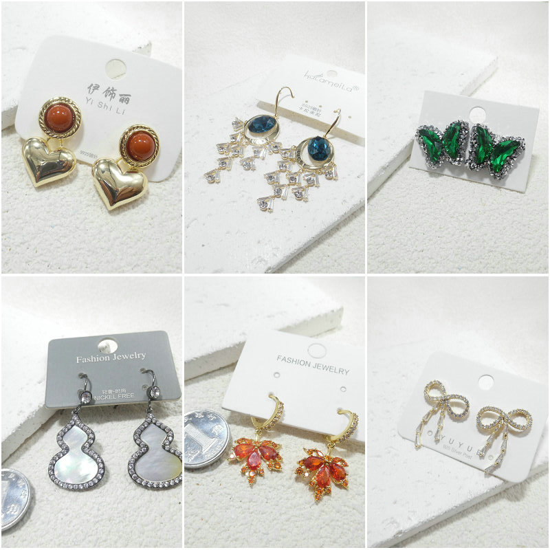 日韩锆石微镶镶钻铜镀金镀银耳环