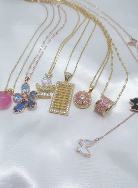 钛钢项链小蛮腰葫芦花朵动物锁骨