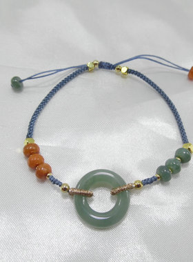 天然石翡翠手链编织平安扣圆珠