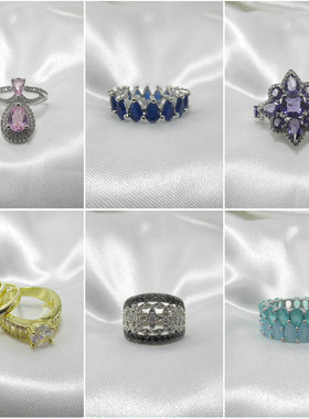 锆石戒指镀真金闪亮指环几何椭圆