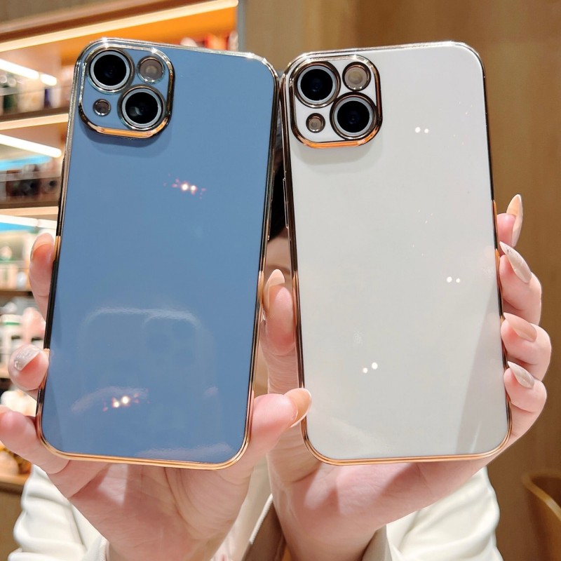 6D直边纯色电镀适用OPPO RENO9/12/11 A3PRO A2 A11 A58X A57 A96 A36 A97 A95 A72 A32 A36 A53手机防摔软壳