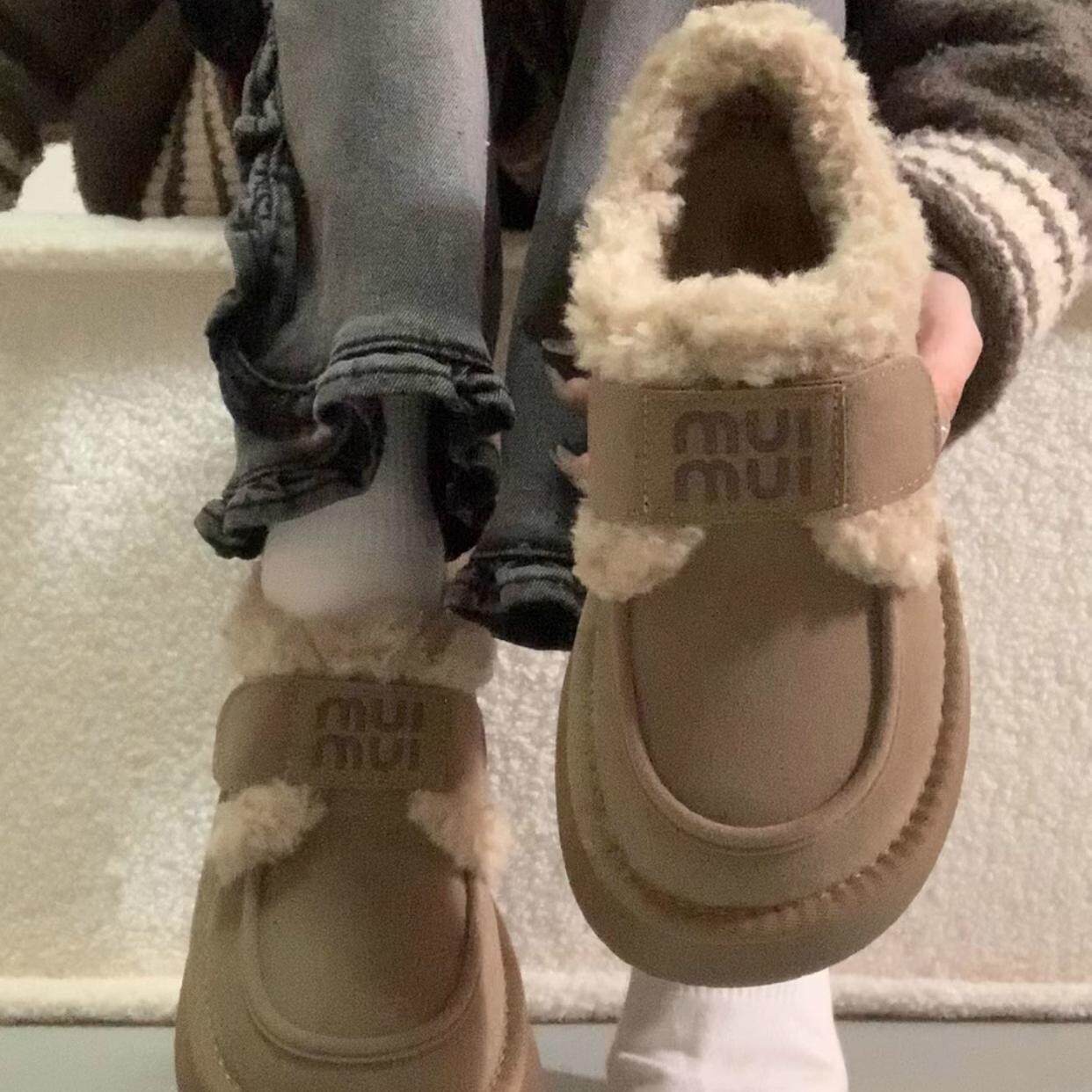 羊羔毛毛鞋女2024年冬季小皮鞋加绒棉鞋厚底勃肯鞋魔术贴乐福鞋潮,女鞋,时尚雪地靴,淘宝优惠券,粉丝福利购,淘宝优惠卷