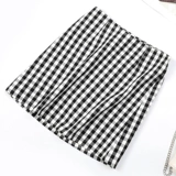 Клетчатая короткая юбка, поясная сумка, А-силуэт, высокая талия