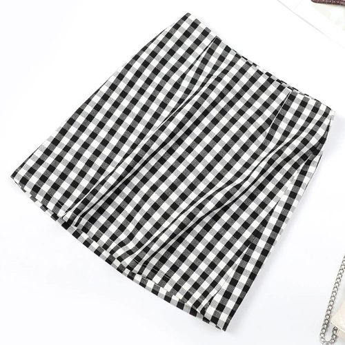 Клетчатая короткая юбка, поясная сумка, А-силуэт, высокая талия