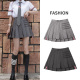 小个子短裙显瘦A字高腰半身裙 2026新款 百褶裙tb四条杠纹衬衫 套装
