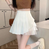 高腰a字短裙显瘦网小众设计感半身裙裤 白色百褶裙女夏季 2026新款